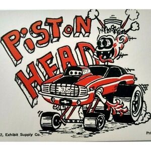 Hot Rod Postcard 350 Piston Head Car Beatnik Monster Custom Racer Coin-Op Card